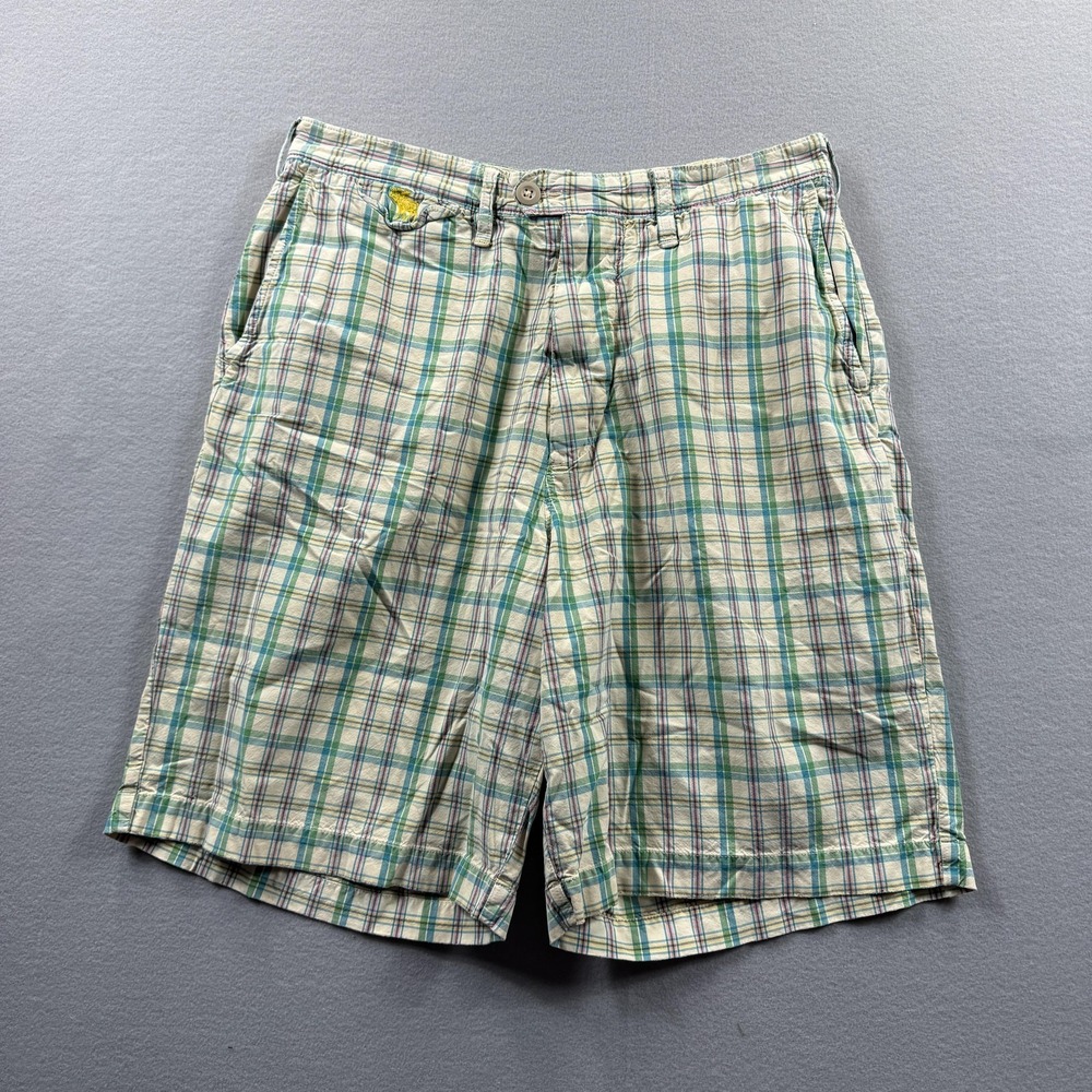 Abercrombie & Fitch Shorts Mens 32 Multicolor Plaid Chino Flat Front Casual